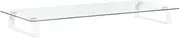 'vidaXL Monitor Stand - Ergonomic Tempered Glass and Metal Stand with Storage Space - Sleek Design - Perfect for Home or Office Use - White