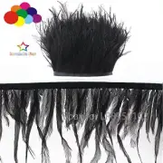 Black Australia Ostrich feathers EMU Ribbon by the Metre trims matching satin
