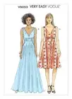 Vogue Sewing Pattern 9053 Misses 14-22 Easy Dress Deep-V Neck Flared Skirt Maxi