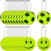 HAIKING Reflective Keychains, 20 PCS Night Light Soccer and Smile Face Safety Reflector for Cycling, Walking, Running, Backpack (5cm/1.96in)