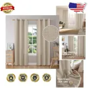Luxury Faux Linen Curtains 84'' Long - 2 Panels, Light Filtering & Wrinkle-Free