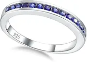 [AGRULE] Eternity Ring for Men Women Sterling Silver Wedding Band, Emerald/Sapphire/Ruby Engagement Rings VVS Moissanite Wedding Promise Rings, Size 6 to 10