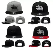 check description chose color STUSSY Snapback Cap Hat black Gray White Red logo