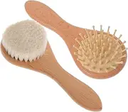 CATIEBYE Baby Scalp Scrubber Brush Soft Natural Wool Baby Head Cleaning Brush for Newborns
