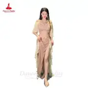 Belly Dance Costume Set Short Sleeves Top+split Long Skirt 2pcs Oriental Set