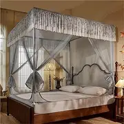 Bed Tent Twin Bed Canopy Tents Retro Oriental Style Breathable Privacy Space on Bed Anti-Fall,Encrypted and Thickened mesh(Blue,200X220cm/KING)