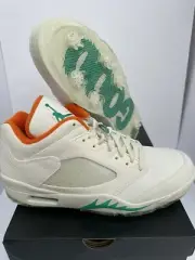 New Men’s Air Jordan V LOW GOLF M CW4204-100 Sail/Obsidian-StarFish Size 11.5