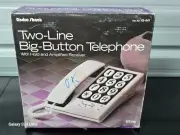 Vintage Radio Shack Two Line Big Button Telephone Amplified Receiver ET-182 NOS