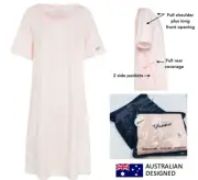 Hospital / Maternity Gown BLUSH 100% Cotton 6 sizes incl. plus size FREE POST AU