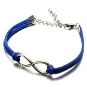 7PCS Multicolor Silver Infinity Charm Bracelet Metal PU Leather Bracelet