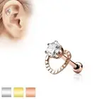 CZ Hollow Heart Top Surgical Steel Helix Tragus Cartilage Barbell Stud Earring