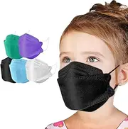 50 Pieces Disposable 94 Face Mask Black Purple Blue White Green 4 Ply Face Mask Disposable Mix Color 4 Layer Face Mask 3D Shaped Facemask for Women Men Daily Use