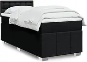 King Single Box Spring Bed with Headboard, LED Lights, Pocket Spring Mattress, and Removable Mattress Topper for Bedroom Furniture