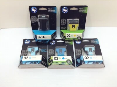 HP PhotoSmart Ink Cartridges 02XL & 02 5 cartridges 3 COLORS EXPIRED