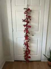Large Red & Brown Burlap Christmas Garland 6 Ft NEW Farmhouse Rustic