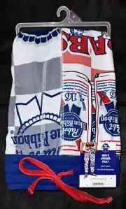 PBR PABST BLUE RIBBON LOUNGE PANTS ADULT 2XL WHITE RED JOGGERS MENS NWT B8