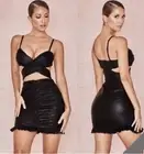 House of CB Thalia Black Vegan Leather Mini Dress With Cutouts Size XS