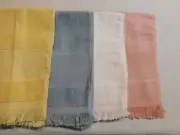 LOT 4 VTG CROSS STITCH FINGERTIP TOWEL BLANK TERRY CLOTH BLUE YELLOW PINK NOS