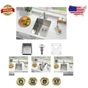 Elegant 15x17 Undermount Bar Sink - Premium Stainless Steel with Dish Grid