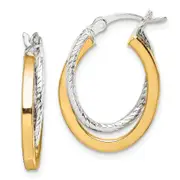 Sterling Silver And Gold Tone Double Hoop Earrings