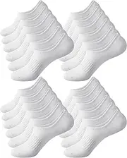 [Shyyween] 24 Pairs Mens No Show Socks Bulk Thin Non Slip Low Cut Ankle Short Men Socks White Casual Invisible Adult Essential Sock 6-8, White, One Size
