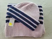 Boden Chunky Stripe Bean & Scraf Set! NIB O/S Alpaca/Wool/Polymide/Metallisch