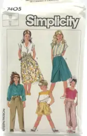 Simplicity Pattern #7405 - Girl's Pants, Culottes & Skirt - (Size - 10)