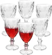 Wine Glass, Clear Glass Goblet, 12oz Vintage Pattern Embossed High Clear Glass Goblets for Party, Wedding,Prismatic