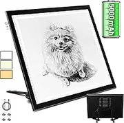 3-Colors A3 Light Pad Built-in 5000mAh Rechargeable Battery and Stand,16.6×12.6 inchs Wireless Light Board, Side Buttons Bright Pad for Drawing,Tracing,Weeding Vinyl, Diamond Painting etc