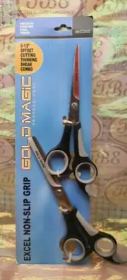 Gold Magic Excel Non-Slip Grip Cutting & Thinning Shear Combo 6-1/2"