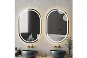 Embellir 2 LED Wall Mirror With Light 50X75CM Bathroom Decor Oval Mirrors Vanity