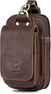 Men Vintage Leather Belt Bag, Leather Bumbag Travel Cell Phone Purse Wallet Waist Bag Fanny Pack