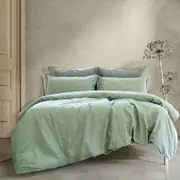 Ardor Embre Seagrass Linen Look 100% Cotton Quilt Cover Set