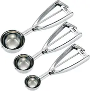 Lertenys 3 pack ice cream scoop set, stainless steel dough scoop cup scoop melon baller-70 (diameter 3.3CM), 40 (diameter 4.5CM), 24 (diameter 5CM)
