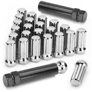 M14X1.5 Lug Nuts,24 Pieces 14mmx1.5 7 Spline Drive Awl Acorn Cone Lug Nuts 2 inch Long Black with 2 as shown