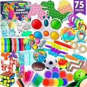 Pack of 75 Fidget Toys for Children Party Favours Party Bags Children's Birthday Party Favours Classroom Prizes for Stress Relief Treasure Chest Pop Its Toy for Autistic and ADHD Small Gifts
