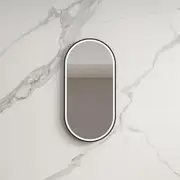 LED Mirror Bathroom Wall Mount Vanity Makeup Mirror Black Metal Frame 45x90cm