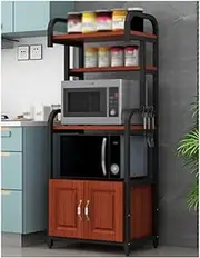 Microwave Shelf Storage 5 Tier Kitchen Microwave Shelf Multifunction Carbon Steel with Cabinet Organizer Microwave Stand Save Space Stable