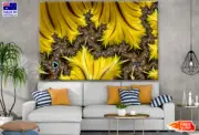 Yellow, Gold Abstract Fractal Wall Canvas Home Decor Australian Made Quality