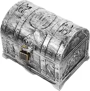 Cabilock Halloween Treasure Chest Jewelry Chest Pirate Halloween Candy Boxes Mini Pirate Storage Boxes Keepsake Case Mini Trinket Bin Retro Ring Container Silver Plastic