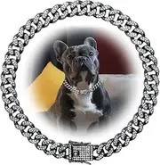 Length Adjustable Dog Chain Collar Diamond-Studded Cuban Link 13mm Wide Dog Necklace Jewelry Accessories 4 Colors 8-30in for Small Medium Large Dogs/Cats (Black, 20in)