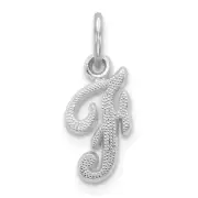 14KW White Gold Casted Script Letter F Initial Charm Bracelet Necklace