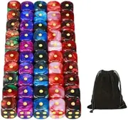 YOUSHARES 50 Pack D6 Game Dice Set with Pouch – 16mm Two Color 6 Sided Dice, Perfect Table Games Dice for Tenzi, Yahtzee, DND MTG RPG War Games