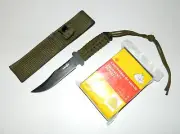 Emergency Insulation Blanket + Serrated Back Edge Fixed Blade Survival Knife NEW