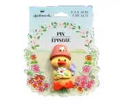Hallmark PIN Easter Vintage DUCK Bumble BEE Pot HAT 1991 Brooch NEW 295 FLWR
