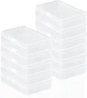 Rocutus Clear Plastic Beads Storage Containers Empty Mini Storage Container Box,12 Pack Plastic Storage Containers with Lids,Bead Storage Box with Hinged Lid for Beads(4.5 x 3.3 x 1.1 inch)