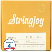 Stringjoy Brights 80/20 Bronze Mandolin Strings (4 Pack) - .010 - .034 Light