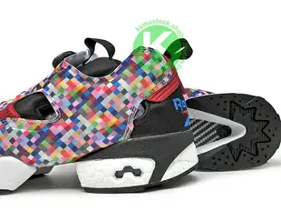 [27cm] 2016 限量登場 日本鞋舖 atmos x Reebok INSTA PUMP FURY OG NEON DIGI-CAMO PACK 黑彩虹 彩虹數位方格迷彩 充氣 慢跑鞋 (AR3806) !