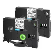 2PK TZe TZ-111 Black On Clear 6mm Label Tape For Brother P-Touch PT-1010B 1010R