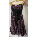 二手蕾絲黑紫色禮服-洋裝